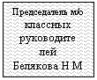 Подпись: Председатель м/о классных руководите  лей   Белякова Н М  